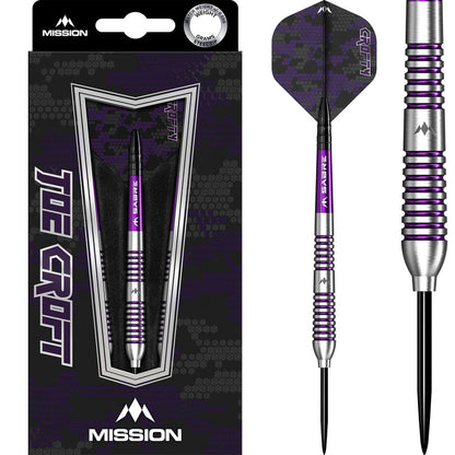 Mission Joe Croft Darts
Steel Tip - 95% Tungsten - Silver & Purple Electro
