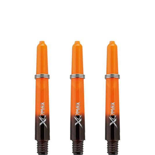 XQMax Gradient Polycarbonate Dart Shafts - with Logo - includes Springs - Black & Orange