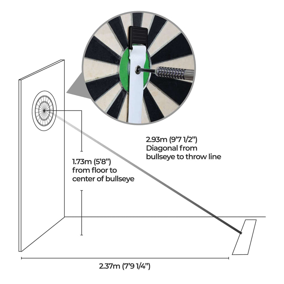 Mission Retractable Dartboard Measure
Board And Oche Guide - Easy Set Up