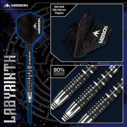 Mission Labyrinth Darts
Steel Tip - 90% Tungsten - Black PVD