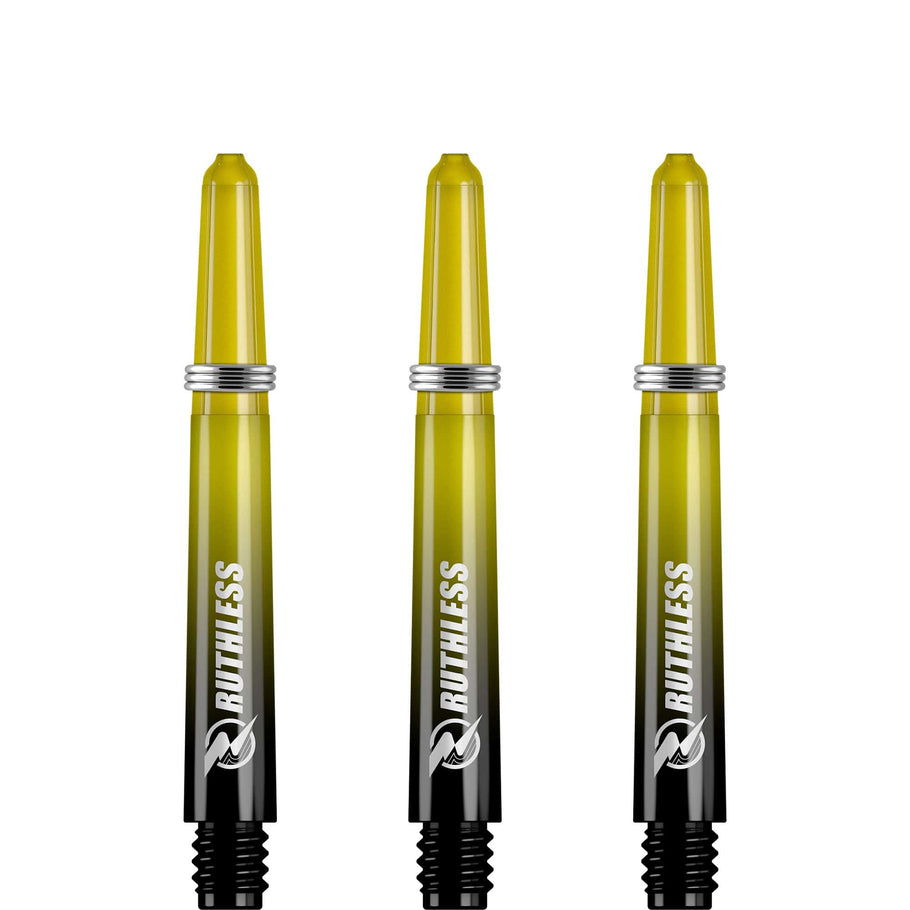 Ruthless Deflectagrip Dart Shafts - Two Tone - Polycarbonate Stems with Springs - Yellow