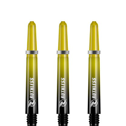 Ruthless Deflectagrip Dart Shafts - Two Tone - Polycarbonate Stems with Springs - Yellow