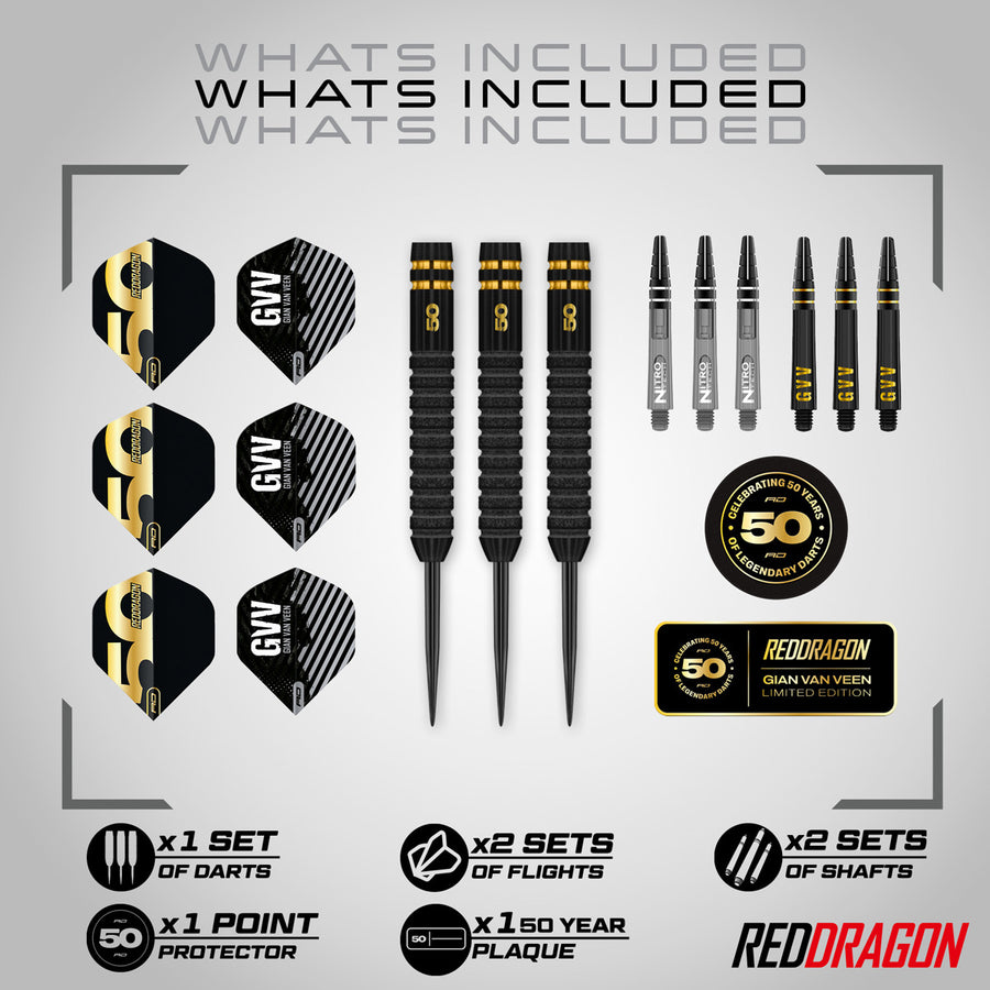 Red Dragon Gian van Veen 50 Years Limited Edition 90% Tungsten Steel Tip Darts