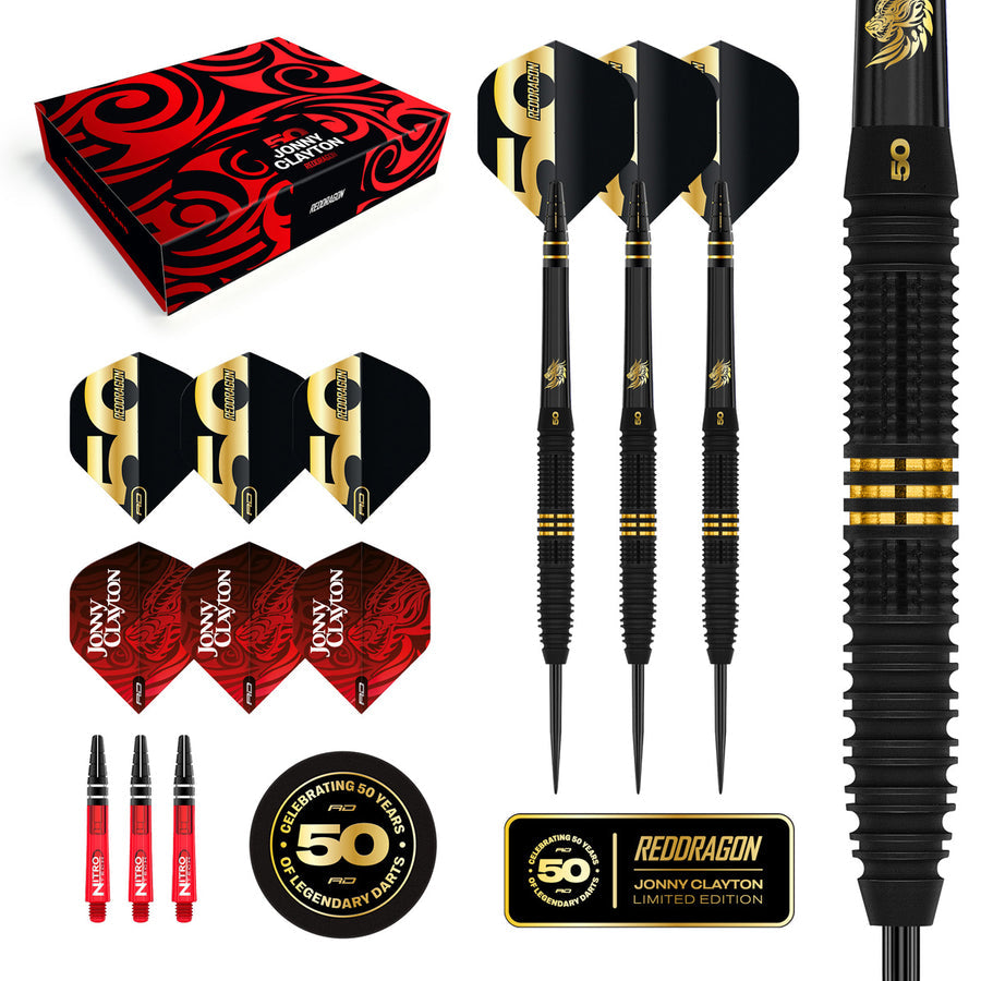 Red Dragon Jonny Clayton 50 Years Limited Edition 90% Tungsten Steel Tip Darts