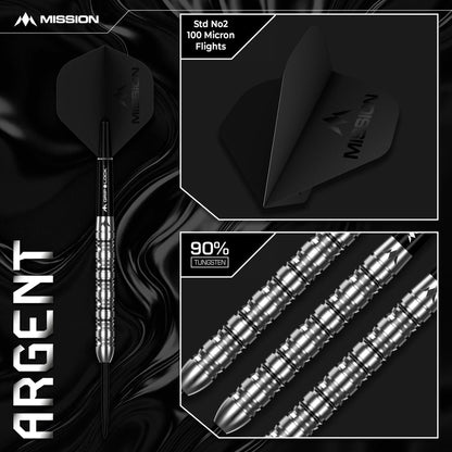 Mission Argent Darts
Steel Tip - 90% Tungsten - Silver