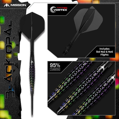Mission Black Opal Darts
Steel Tip - 95% Tungsten - Black & Coral PVD
