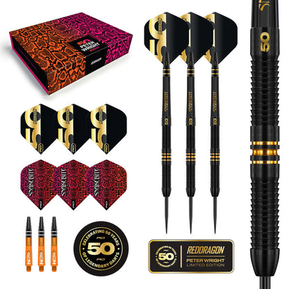Red Dragon Peter Wright 50 Years Limited Edition 90% Tungsten Steel Tip Darts