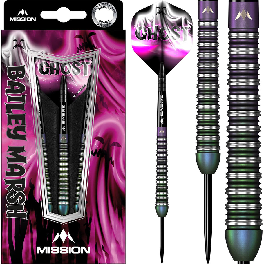 *Mission Bailey Marsh Darts - Steel Tip - 90% - Coral PVD Coating - Ghost