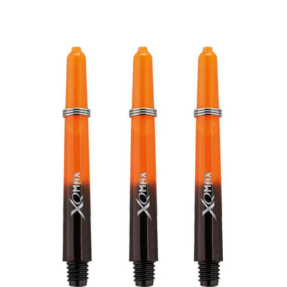 XQMax Gradient Polycarbonate Dart Shafts - with Logo - includes Springs - Black & Orange