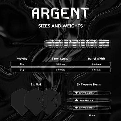 Mission Argent Darts
Steel Tip - 90% Tungsten - Silver