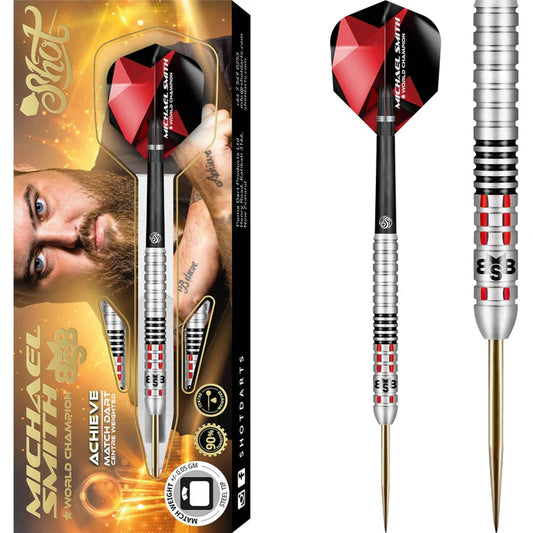 Shot Michael Smith Darts - Steel Tip Tungsten - Centre Weighted - Bully Boy - Achieve