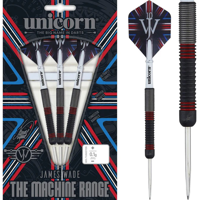Unicorn James Wade Darts - Steel Tip - The Machine - Black & Red